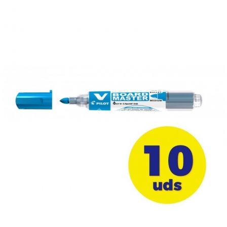 Pilot V Board Master Rotuladores para Pizarra Blanca, Azul, Set de 10 Pilot V Board Master Rotuladores para Pizarra Blanca, Azul, Set de 10
